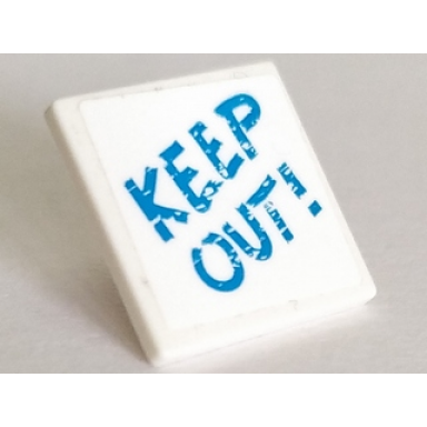 white road sign 2 x 2 square with open o clip with keep out! pattern sticker - set 41335