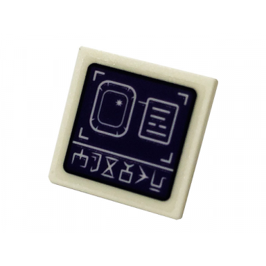 white road sign 2 x 2 square with open o clip with monitor with runes on purple background pattern sticker - set 76103