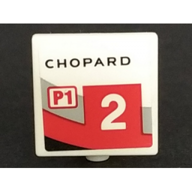 white road sign 2 x 2 square with open o clip with chopard p1 and number 2 pattern model left side sticker - set 75887