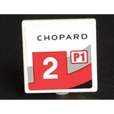white road sign 2 x 2 square with open o clip with chopard p1 and number 2 pattern model right side sticker - set 75887