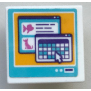 white road sign 2 x 2 square with open o clip with 2 windows with fish dog calendar and mouse cursor on computer screen pattern sticker - set 41345