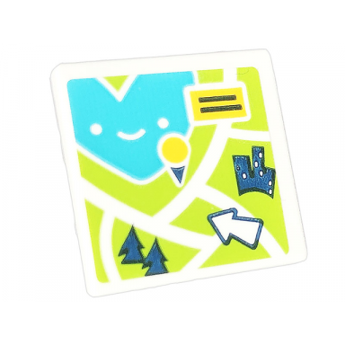 white road sign 2 x 2 square with open o clip with lime map with arrow trees buildings and medium azure heart lake pattern sticker - set 41703