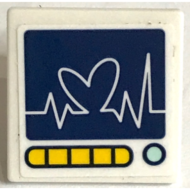 white road sign 2 x 2 square with open o clip with white heart line on dark blue screen and yellow and light aqua buttons pattern sticker - set 41380