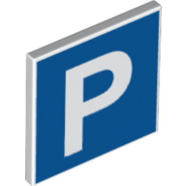 white road sign 2 x 2 square with open o clip with parking pattern
