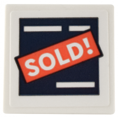white road sign 2 x 2 square with open o clip with dark blue and coral sign and white sold! pattern sticker - set 41732