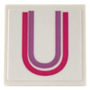 white road sign 2 x 2 square with open o clip with medium lavender and magenta letter u pattern sticker - set 41732
