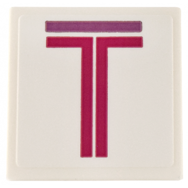white road sign 2 x 2 square with open o clip with medium lavender and magenta letter t pattern sticker - set 41732