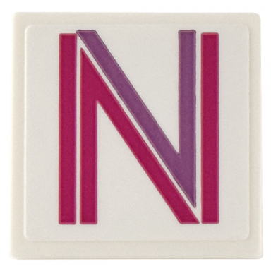white road sign 2 x 2 square with open o clip with medium lavender and magenta letter n pattern sticker - set 41732