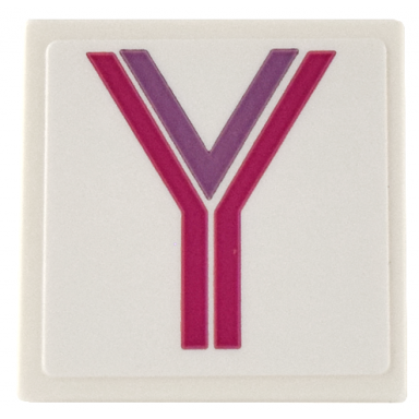 white road sign 2 x 2 square with open o clip with medium lavender and magenta letter y pattern sticker - set 41732