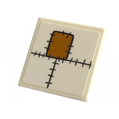 white road sign 2 x 2 square with open o clip with black stitching and medium nougat patch pattern sticker - set 43220