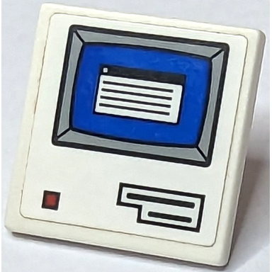 white road sign 2 x 2 square with open o clip with computer screen open window on blue background and light bluish gray border floppy disk drive slots and red power button pattern sticker - set 76108