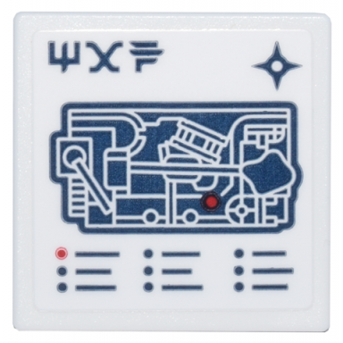 white road sign 2 x 2 square with open o clip with dark blue ninjago city markets ninjago logogram map and red circle pattern sticker - set 71799