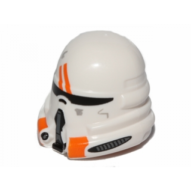 white minifigure headgear helmet sw airborne clone trooper with orange markings pattern