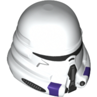 white minifigure headgear helmet sw 187th legion clone commander with dark purple markings pattern