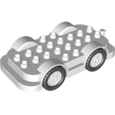 white duplo car base 4 x 8 with white wheels with black tires
