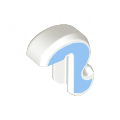 white cat tail with bright light blue sides pattern