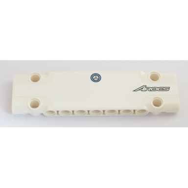 white technic panel plate 3 x 11 x 1 with silver arocs and mercedes-benz logo pattern sticker - set 42043