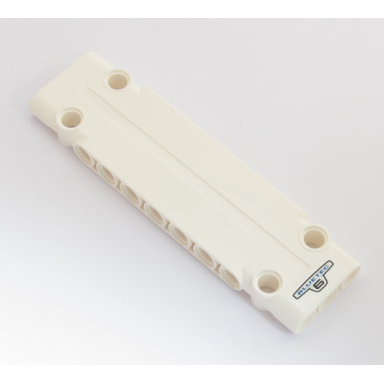 white technic panel plate 3 x 11 x 1 with silver emblem with blue bluetec and black 6 pattern sticker - set 42043