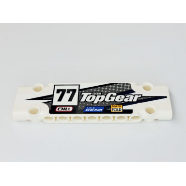white technic panel plate 3 x 11 x 1 with bbc logo top gear 77 oil axle beam and manifold pattern model left side sticker - set 42109
