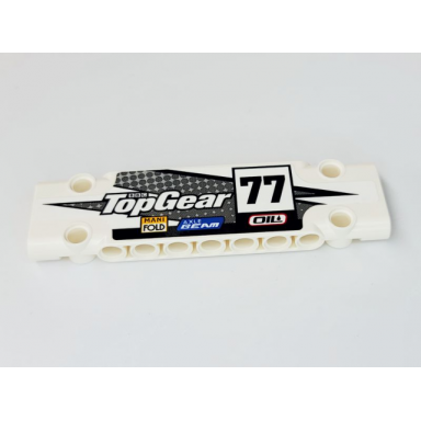 white technic panel plate 3 x 11 x 1 with bbc logo top gear 77 oil axle beam and manifold pattern model right side sticker - set 42109