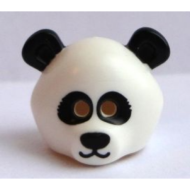 white minifigure headgear mask bear rounded with panda black eye patches ears nose and mouth pattern