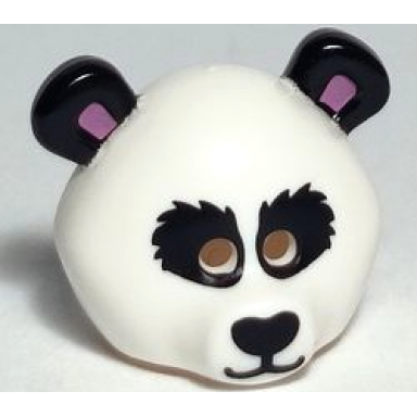 white minifigure headgear mask bear rounded with panda black eye patches ears nose and mouth medium lavender auricles pattern bam