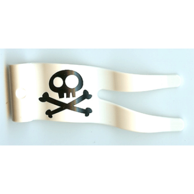 white duplo flag wavy 2 x 5 without slits with black skull and crossbones pattern