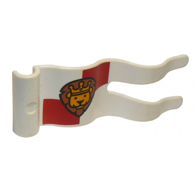 white duplo flag wavy 2 x 5 without slits with lion with crown pattern