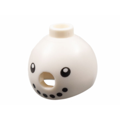white minifigure headgear head cover costume snowman with black coal eyes and mouth pattern