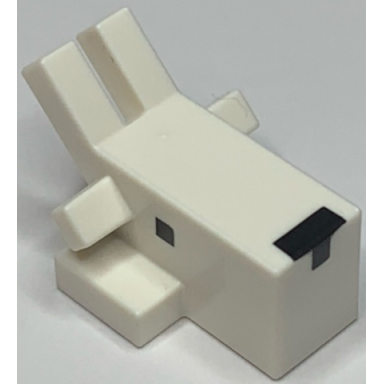 white creature head pixelated with angled horns and ears and black nose and eyes pattern minecraft goat