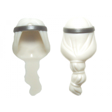 white minifigure hair long with flat silver headband pattern