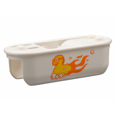 white motorcycle fairing stuntz bathtub bike with yellow and orange flaming rubber duck with bubbles pattern