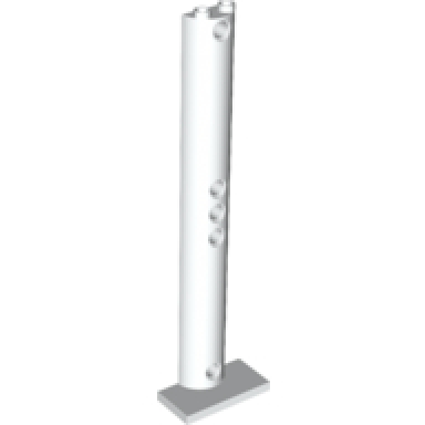 white support 2 x 4 x 13 semicircle with 5 pin holes
