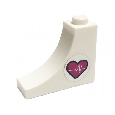 white arch 1 x 3 x 2 inverted with magenta heart and heart beat pattern model left side sticker - set 41318