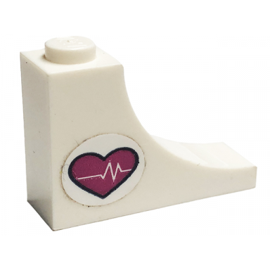 white arch 1 x 3 x 2 inverted with magenta heart and heart beat pattern model right side sticker - set 41318