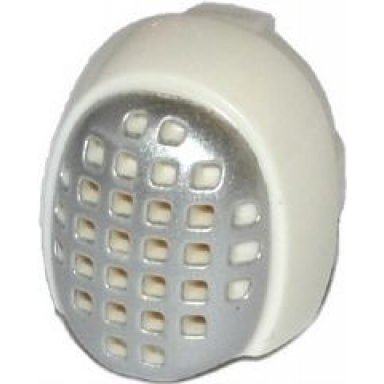white minifigure headgear fencing mask with silver mesh pattern