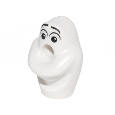white minifigure head modified olaf with black relaxed eyebrows and eyes with glints to left pattern