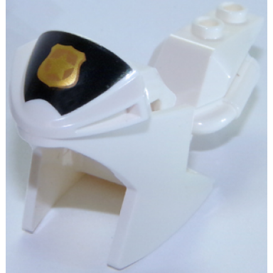 white motorcycle fairing racing sport bike with black windshield with gold badge pattern