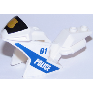 white motorcycle fairing racing sport bike with black windshield with gold badge with 01 and police pattern on both sides stickers - set 60137