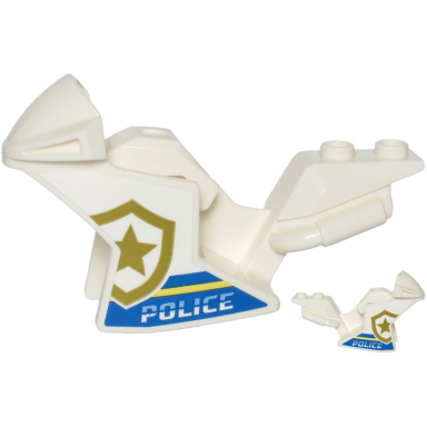 white motorcycle fairing racing sport bike with police blue and bright light yellow stripes and gold star badge logo pattern on both sides stickers - sets 60244 60245 60246