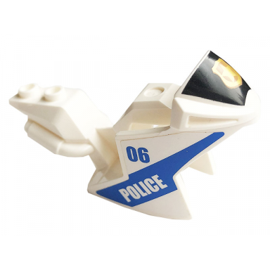 white motorcycle fairing racing sport bike with black windshield with gold badge with 06 and police pattern on both sides stickers - set 60141
