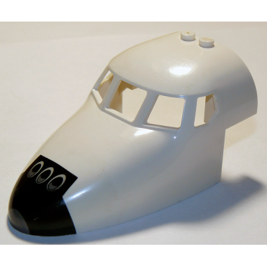 aircraft fuselage forward top curved 6 x 10 x 4 with 5 window panes with shuttle nose pattern
