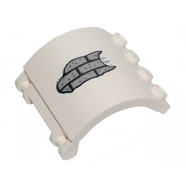 white panel 3 x 4 x 3 curved with double clip hinge with light bluish gray bricks and stains pattern model left side sticker - set 70431