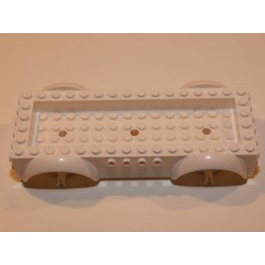 vehicle base 8 x 16 x 2 1 2 with mudguards raised 4 x 14 recessed center with 3 holes and same color wheels holders