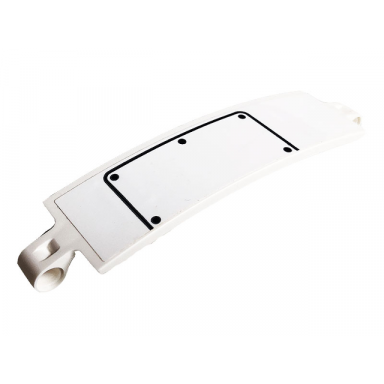 white technic panel curved 3 x 13 with 5 black dots and access hatch line on white background pattern sticker - set 42096