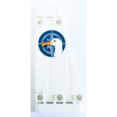 white technic panel plate 5 x 11 x 1 tapered with bird head and compass pattern model left side sticker - set 42064