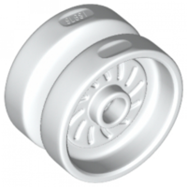 white wheel 18mm d x 12mm with axle hole and stud solid brake rotor lines