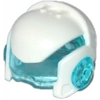 white minifigure headgear helmet space with trans-light blue visor and ear protectors