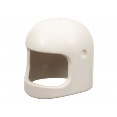 white minifigure headgear helmet space town with thin chin strap - with visor dimples