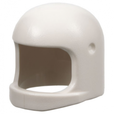 white minifigure headgear helmet space town with thick chin strap - with visor dimples